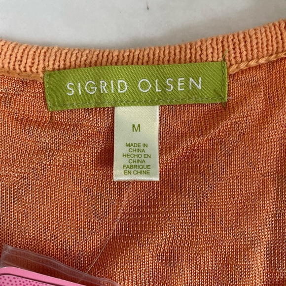 NWT Sigrid Olsen Beaded Knit Sweater Tank Top Peach Size Medium - Picture 5 of 6